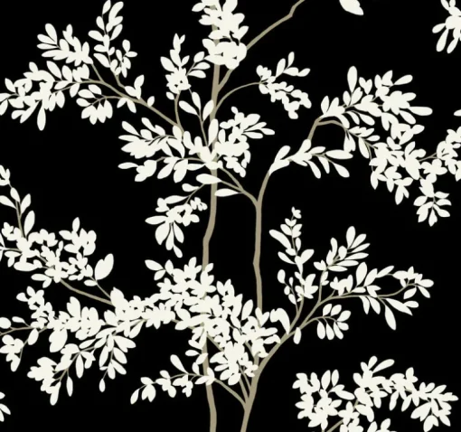 Blooms Second Edition Lunaria Silhouette Wallpaper - Black & White