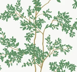 Blooms Second Edition Lunaria Silhouette Wallpaper - White & Green