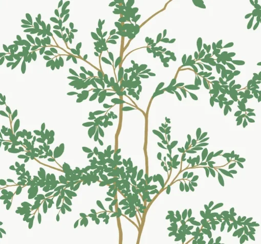 Blooms Second Edition Lunaria Silhouette Wallpaper - White & Green