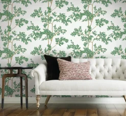 Blooms Second Edition Lunaria Silhouette Wallpaper - White & Green
