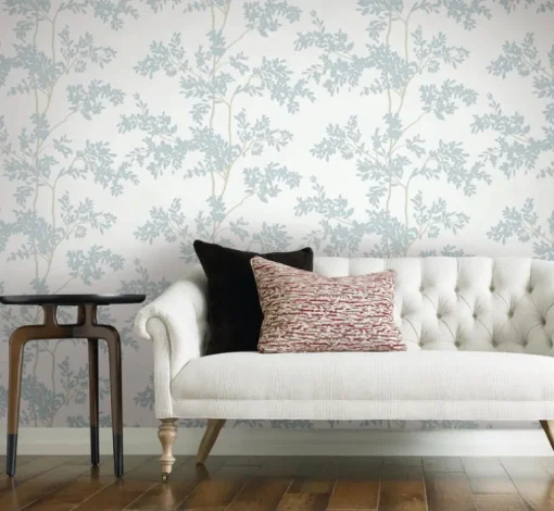 Blooms Second Edition Lunaria Silhouette Wallpaper - Cloud Blue