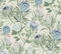 Blooms Second Edition Protea Wallpaper - Cream & Blue