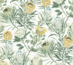 Blooms Second Edition Protea Wallpaper - White & Yellow