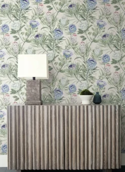 Blooms Second Edition Protea Wallpaper - Cream & Blue