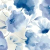 Blooms Second Edition Watercolor Bouquet Wallpaper - Cobalt