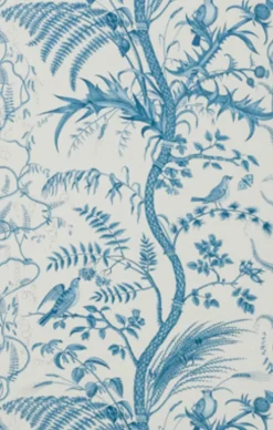 Brunschwig & Fils Bird and Thistle Wallpaper - Blue