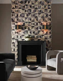 Candice Olson After 8 Burlwood Ogee Wallpaper - Black & Taupe & Gray