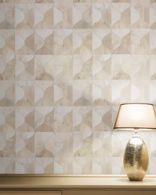 Candice Olson After 8 Burlwood Ogee Wallpaper - White
