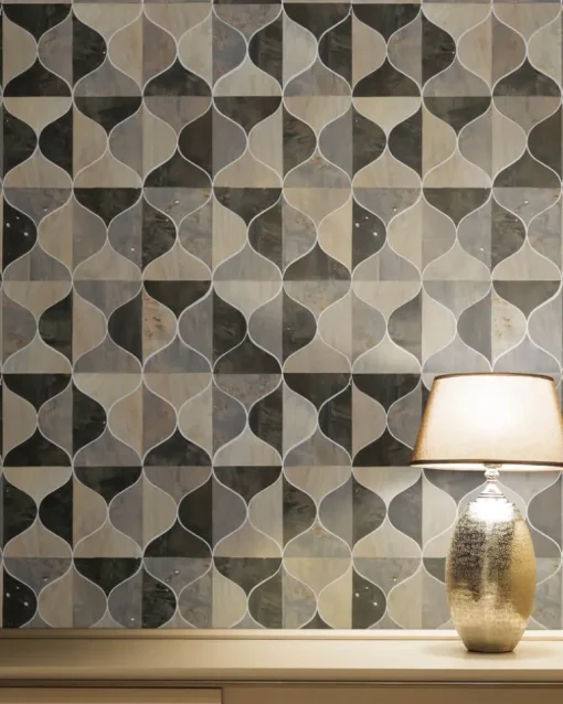 Candice Olson After 8 Burlwood Ogee Wallpaper - Black & Taupe & Gray