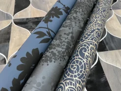 Candice Olson After 8 Burlwood Ogee Wallpaper - Black & Taupe & Gray