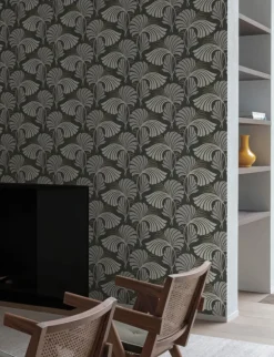 Candice Olson After 8 Dancing Leaves Wallpaper - Black