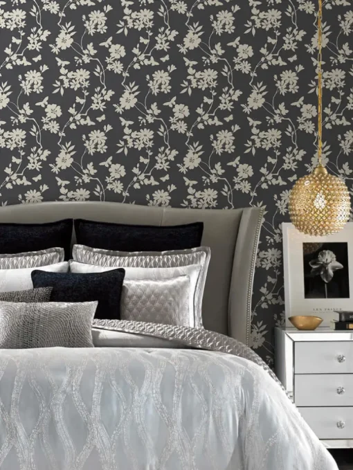 Candice Olson After 8 Flutter Vine Wallpaper - Gray