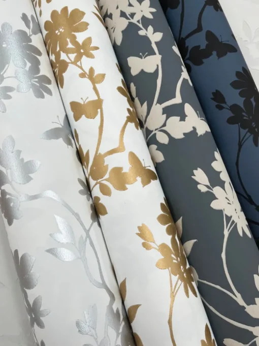 Candice Olson After 8 Flutter Vine Wallpaper - White & Silver