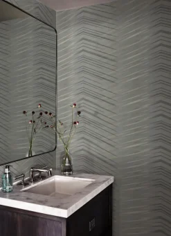 Candice Olson After 8 Glistening Chevron Wallpaper - Charcoal