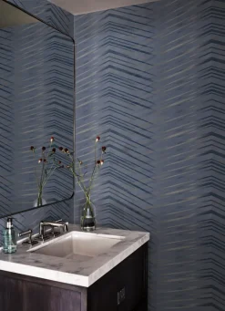 Candice Olson After 8 Glistening Chevron Wallpaper - Navy