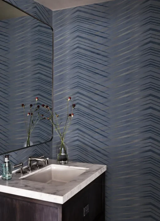 Candice Olson After 8 Glistening Chevron Wallpaper - Navy