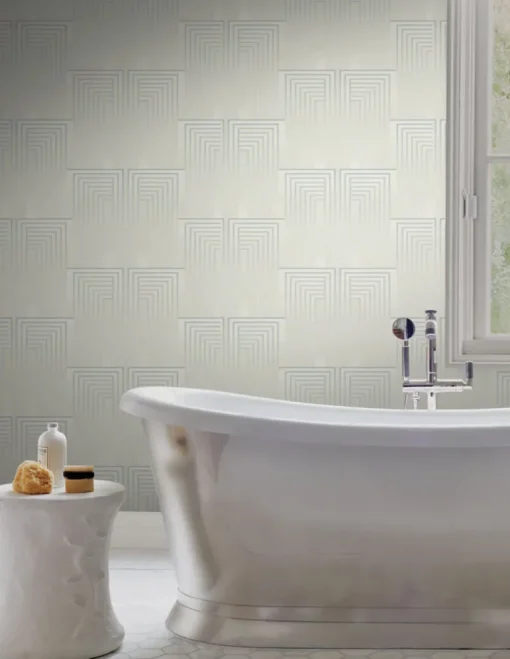Candice Olson After 8 Vanishing Wallpaper - Dusty Blue & Silver