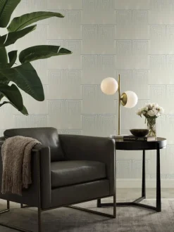Candice Olson After 8 Vanishing Wallpaper - Dusty Blue & Silver