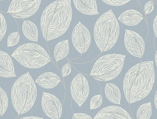 Candice Olson Casual Elegance Contoured Leaves Wallpaper - Indigo Blue