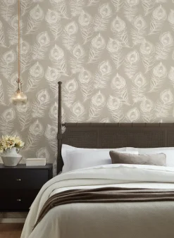 Candice Olson Casual Elegance Regal Peacock Wallpaper - Mink