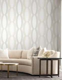 Candice Olson Casual Elegance Progression Ogee Wallpaper - White