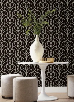 Candice Olson Casual Elegance Divine Trellis Wallpaper - Black