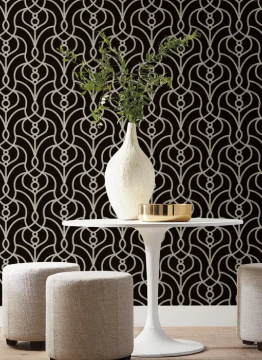 Candice Olson Casual Elegance Divine Trellis Wallpaper - Black