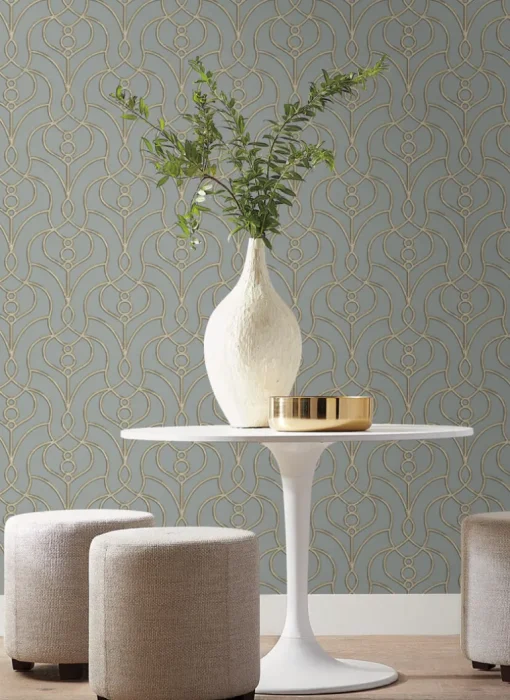 Candice Olson Casual Elegance Divine Trellis Wallpaper - Dusty Blue