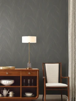 Candice Olson Casual Elegance Graceful Wisp Wallpaper - Charcoal