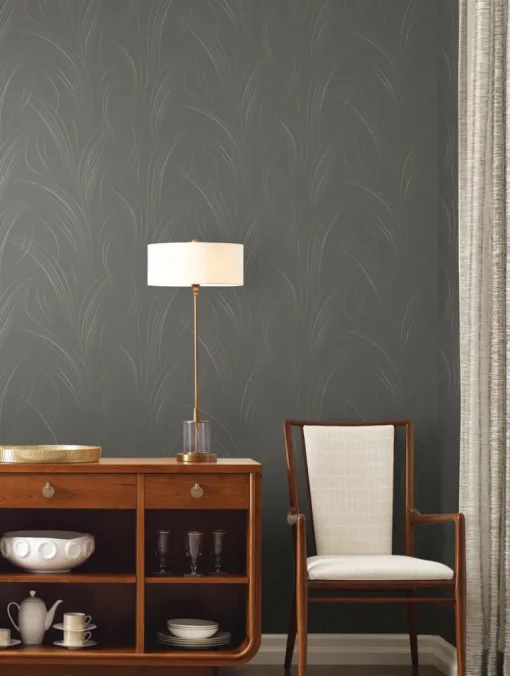 Candice Olson Casual Elegance Graceful Wisp Wallpaper - Charcoal