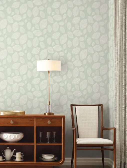 Candice Olson Casual Elegance Contoured Leaves Wallpaper - Green