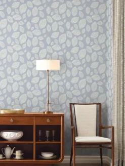 Candice Olson Casual Elegance Contoured Leaves Wallpaper - Indigo Blue