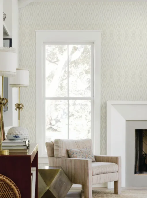 Candice Olson Casual Elegance Diamond Marquise Wallpaper - Blue & Neutral