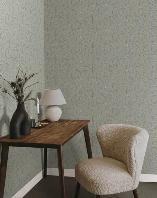 Candice Olson Casual Elegance Divine Trellis Wallpaper - Dusty Blue