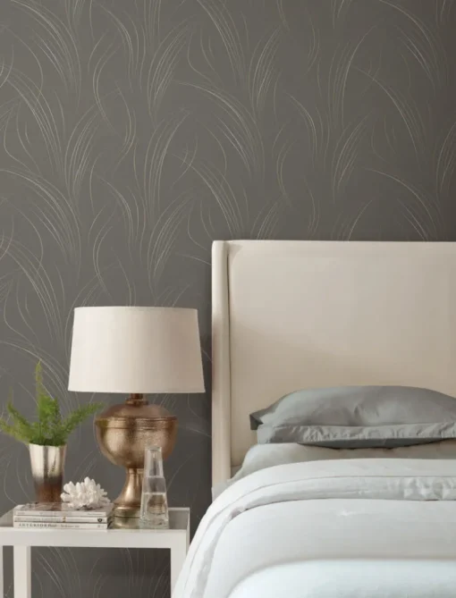Candice Olson Casual Elegance Graceful Wisp Wallpaper - Charcoal