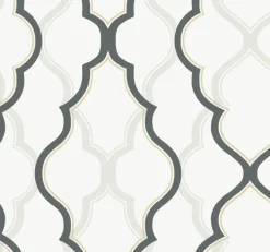 Candice Olson Modern Artisan Double Damask Wallpaper - White & Black