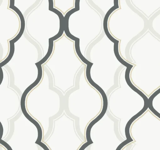 Candice Olson Modern Artisan Double Damask Wallpaper - White & Black