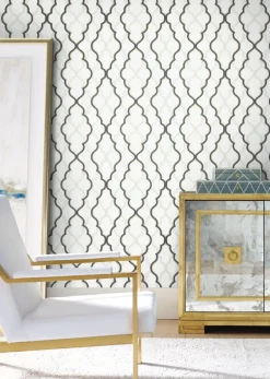 Candice Olson Modern Artisan Double Damask Wallpaper - White & Black