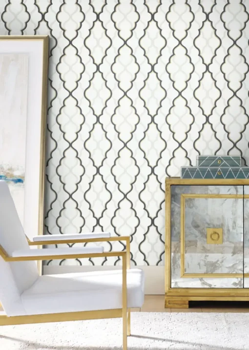 Candice Olson Modern Artisan Double Damask Wallpaper - White & Black