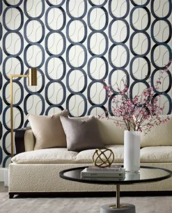 Candice Olson Modern Nature Interlock Wallpaper - Navy
