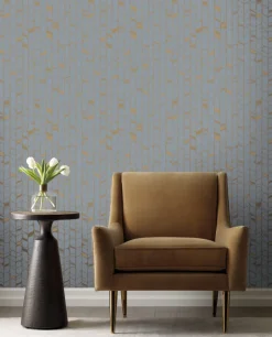 Candice Olson Modern Nature Perfect Petals Wallpaper - Blue & Gold