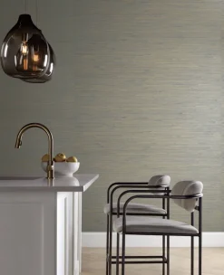 Candice Olson Modern Nature Metallic Jute Wallpaper - Blue & Gold