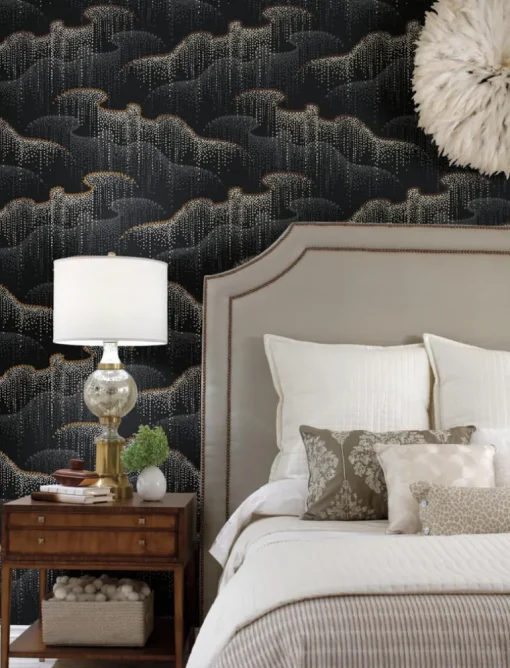 Candice Olson Modern Nature Moonlight Pearls Wallpaper - Black