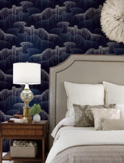 Candice Olson Modern Nature Moonlight Pearls Wallpaper - Navy