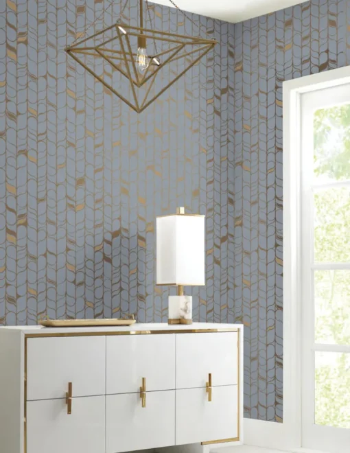 Candice Olson Modern Nature Perfect Petals Wallpaper - Blue & Gold