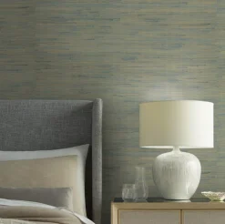 Candice Olson Modern Nature Metallic Jute Wallpaper - Blue & Gold
