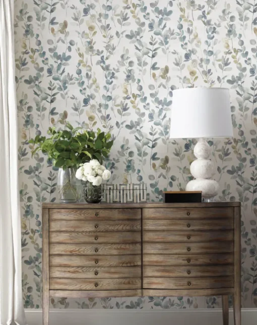 Candice Olson Modern Nature Joyful Eucalyptus Wallpaper - Turquoise