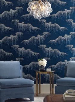 Candice Olson Modern Nature Moonlight Pearls Wallpaper - Navy