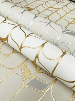 Candice Olson Modern Nature Perfect Petals Wallpaper - White & Gold