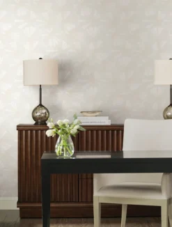 Candice Olson Natural Discovery Layered Lily Pads Wallpaper - White
